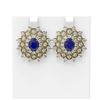 Image 1 : 9.28 ctw Sapphire & Diamond Earrings 18K Yellow Gold - REF-298A2N