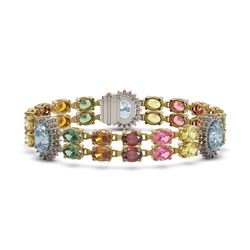 33.79 ctw Sapphire & Diamond Bracelet 14K Yellow Gold - REF-265N9F