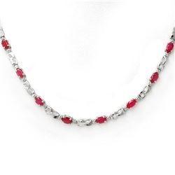 9.02 ctw Ruby & Diamond Necklace 18k White Gold - REF-163M6G