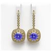 Image 1 : 13.4 ctw Tanzanite & Diamond Victorian Earrings 14K Yellow Gold - REF-527F3M