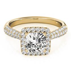1 ctw Certified VS/SI Cushion Diamond Halo Ring 18k Yellow Gold - REF-115K9Y