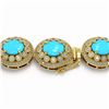 Image 3 : 86.75 ctw Turquoise & Diamond Victorian Necklace 14K Yellow Gold - REF-2583N6F