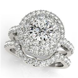1.88 ctw Certified VS/SI Diamond 2pc Wedding Set Halo 14k White Gold - REF-150A2N