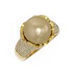 Image 3 : 1.55 ctw Diamond & Pearl Ring 18K Yellow Gold - REF-191F3M