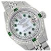 Image 1 : Rolex Men's Stainless Steel, QuickSet, Diam/Emerald Dial & Diam/Emerald Bezel - REF-563W5H