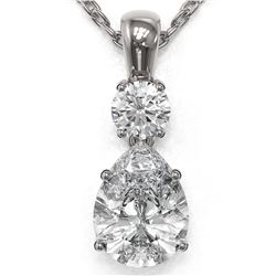 1.25 ctw Pear Cut Diamond Designer Necklace 18K White Gold - REF-309G2W