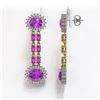 Image 2 : 10.4 ctw Amethyst & Diamond Earrings 14K Yellow Gold - REF-174W5H