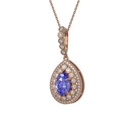4.47 ctw Tanzanite & Diamond Victorian Necklace 14K Rose Gold - REF-245X5A