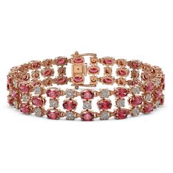 23.12 ctw Tourmaline & Diamond Bracelet 10K Rose Gold - REF-354W5H