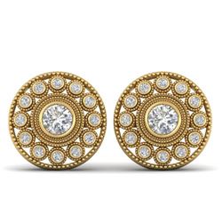 1.11 ctw VS/SI Diamond Art Deco Stud Earrings 14k Yellow Gold - REF-134M5G