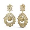 Image 2 : 5.22 ctw Diamond Golden Pearl Earrings 18K Yellow Gold - REF-587M5G