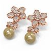 Image 3 : 3 ctw Diamond & Pearl Earrings 18K Rose Gold - REF-296W9H