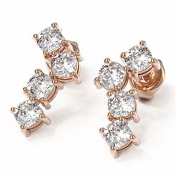 4 ctw Cushion Diamond Earrings 18K Rose Gold - REF-599F3M