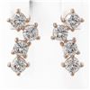 Image 2 : 4 ctw Cushion Diamond Earrings 18K Rose Gold - REF-599F3M