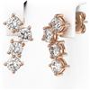Image 3 : 4 ctw Cushion Diamond Earrings 18K Rose Gold - REF-599F3M