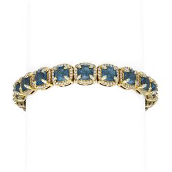 41.37 ctw London Topaz & Diamond Bracelet 18K Yellow Gold - REF-890M9G
