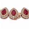 Image 3 : 121.42 ctw Certified Ruby & Diamond Victorian Necklace 14K Rose Gold - REF-3416F5M