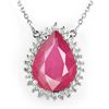 Image 1 : 14.15 ctw Ruby & Diamond Necklace 18k White Gold - REF-209H3R