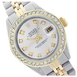 Rolex Men's Two Tone 14K Gold/SS, QuickSet, Diamond Dial & Diamond Bezel - REF-557T2K