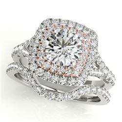 1.25 ctw Certified VS/SI Diamond 2pc Set Solitaire Halo 14k 2Tone Gold - REF-129G5W