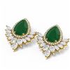 Image 3 : 11.14 ctw Emerald & Diamond Earrings 18K Yellow Gold - REF-525F5M