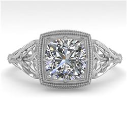 1.0 ctw Certified VS/SI Cushion Diamond Ring 18k White Gold - REF-344A4N