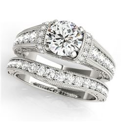 1.86 ctw Certified VS/SI Diamond 2pc Wedding Set Antique 14k White Gold - REF-309M5G