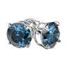 Image 3 : 1.97 ctw Certified Intense Blue Diamond Stud Earrings 10k White Gold - REF-181M6G