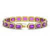 Image 2 : 22.81 ctw Amethyst & Diamond Micro Pave Halo Bracelet 10k Yellow Gold - REF-345W5H