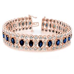 18.50 ctw Blue Sapphire & Diamond Bracelet 14k Rose Gold - REF-427G3W