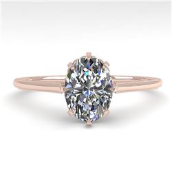 1.0 ctw VS/SI Oval Diamond Engagment Ring 18k Rose Gold - REF-315F2M