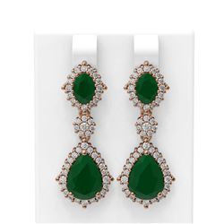 11.26 ctw Emerald & Diamond Earrings 18K Rose Gold - REF-245M5G