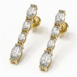 3.78 ctw Marquise Diamond Earrings 18K Yellow Gold - REF-623M3G