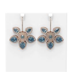 22.12 ctw Blue Topaz Diamond Earrings 18K Rose Gold - REF-493G6W