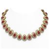 Image 1 : 121.42 ctw Certified Ruby & Diamond Victorian Necklace 14K Yellow Gold - REF-3416G5W