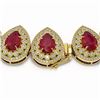 Image 3 : 121.42 ctw Certified Ruby & Diamond Victorian Necklace 14K Yellow Gold - REF-3416G5W