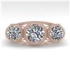 Image 1 : 2 ctw Past Present Future Diamond Ring Art Deco 18k Rose Gold - REF-421Y8X