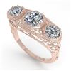 Image 2 : 2 ctw Past Present Future Diamond Ring Art Deco 18k Rose Gold - REF-421Y8X