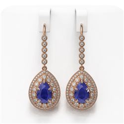 10.15 ctw Sapphire & Diamond Victorian Earrings 14K Rose Gold - REF-272K2Y