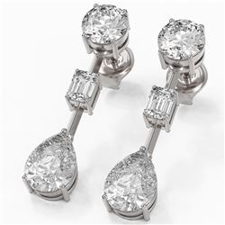 3.5 ctw Pear Cut Diamond Designer Earrings 18K White Gold - REF-764A3N