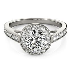 0.9 ctw Certified VS/SI Diamond Halo Ring 18k White Gold - REF-91G5W