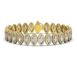 20.25 ctw Marquise Cut Diamond Micro Pave Bracelet 18K Yellow Gold - REF-2802W3H