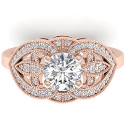 1.5 ctw Certified VS/SI Diamond Art Deco Micro Ring 14k Rose Gold - REF-329R2K