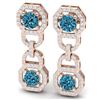 Image 2 : 4 ctw SI/I Intense Blue Diamond Earrings 18K Rose Gold - REF-298A5N