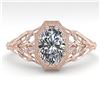Image 1 : 1.0 ctw VS/SI Oval Diamond Engagment Ring Art Deco 18k Rose Gold - REF-299F4M