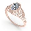 Image 2 : 1.0 ctw VS/SI Oval Diamond Engagment Ring Art Deco 18k Rose Gold - REF-299F4M