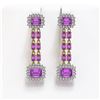 Image 1 : 10.36 ctw Amethyst & Diamond Earrings 14K Yellow Gold - REF-191X3A