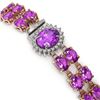 Image 2 : 24.82 ctw Amethyst & Diamond Bracelet 14K Rose Gold - REF-218R2K