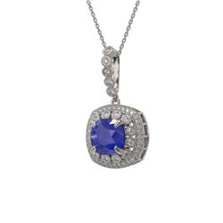 6.58 ctw Sapphire & Diamond Victorian Necklace 14K White Gold - REF-209F3M