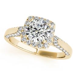 1.35 ctw Certified VS/SI Diamond Halo Ring 18k Yellow Gold - REF-167X8A